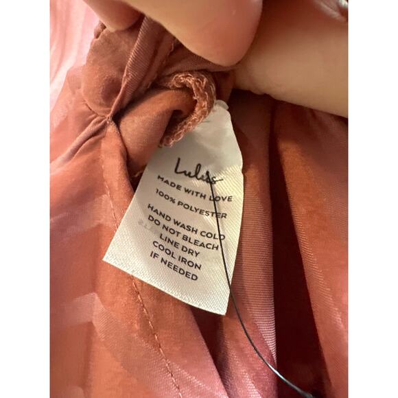 Lulus Rusty Rose Satin Collar Twist Front with Buttons Statement Blouse - Picture 8 of 8